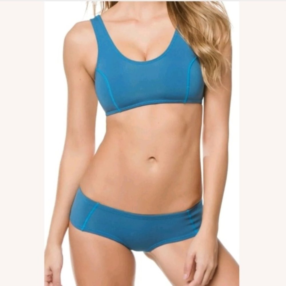 Cynthia Rowley Turquoise Teal Scuba  Bikini Top